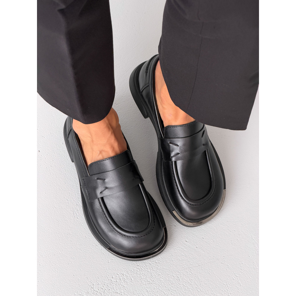 Лофери ™️ Olli Shoes з натуральних матеріалів шкіряні чорні