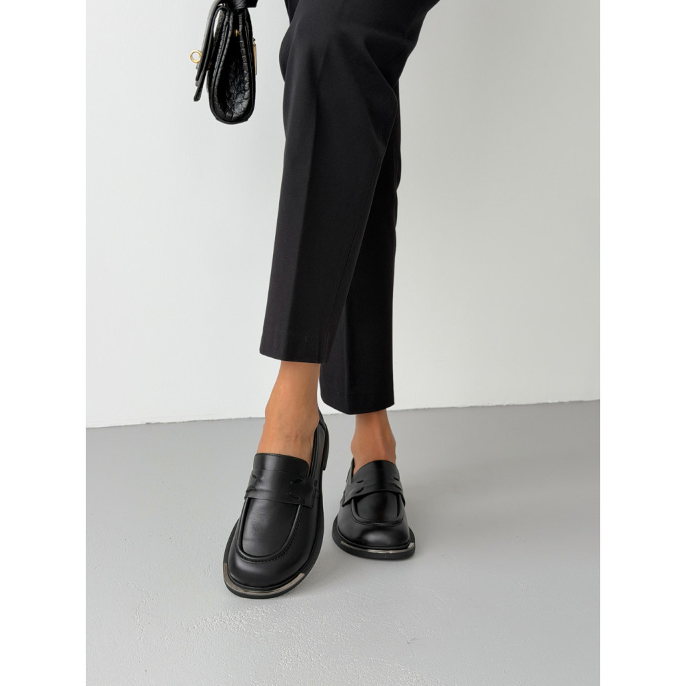 Лофери ™️ Olli Shoes з натуральних матеріалів шкіряні чорні