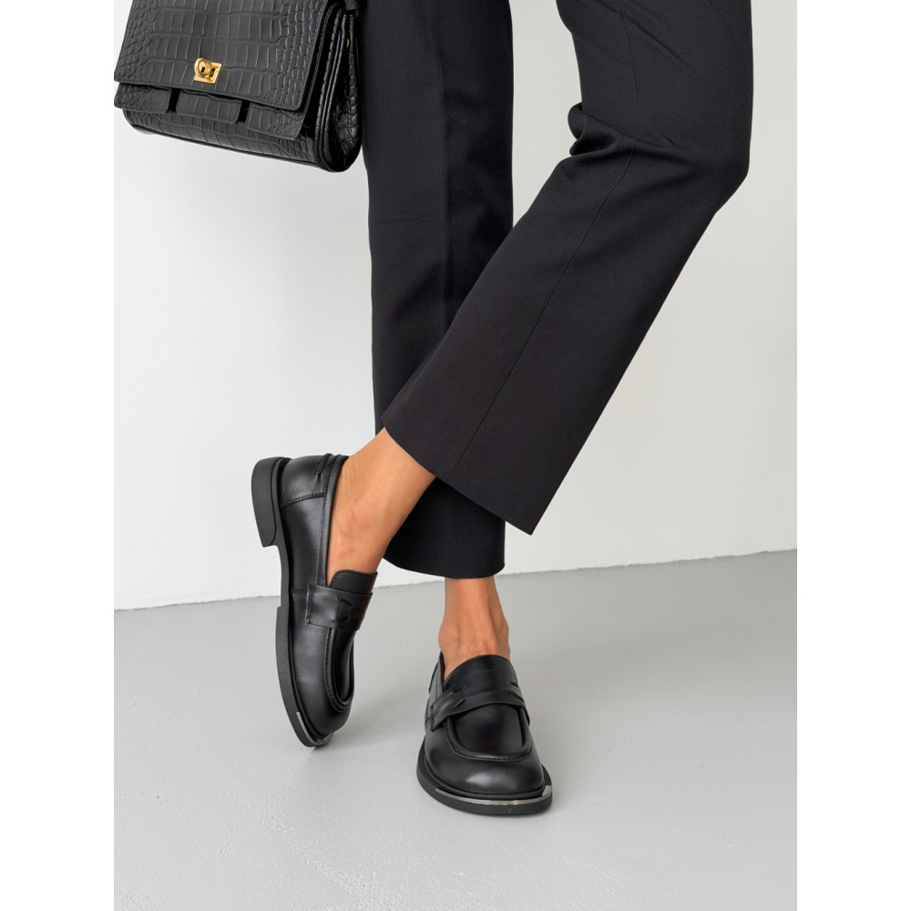 Лофери ™️ Olli Shoes з натуральних матеріалів шкіряні чорні