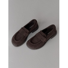 Лофери ™️ Olli Shoes замшеві коричневі з натуральних матеріалів, довжина стопи 23.5 см