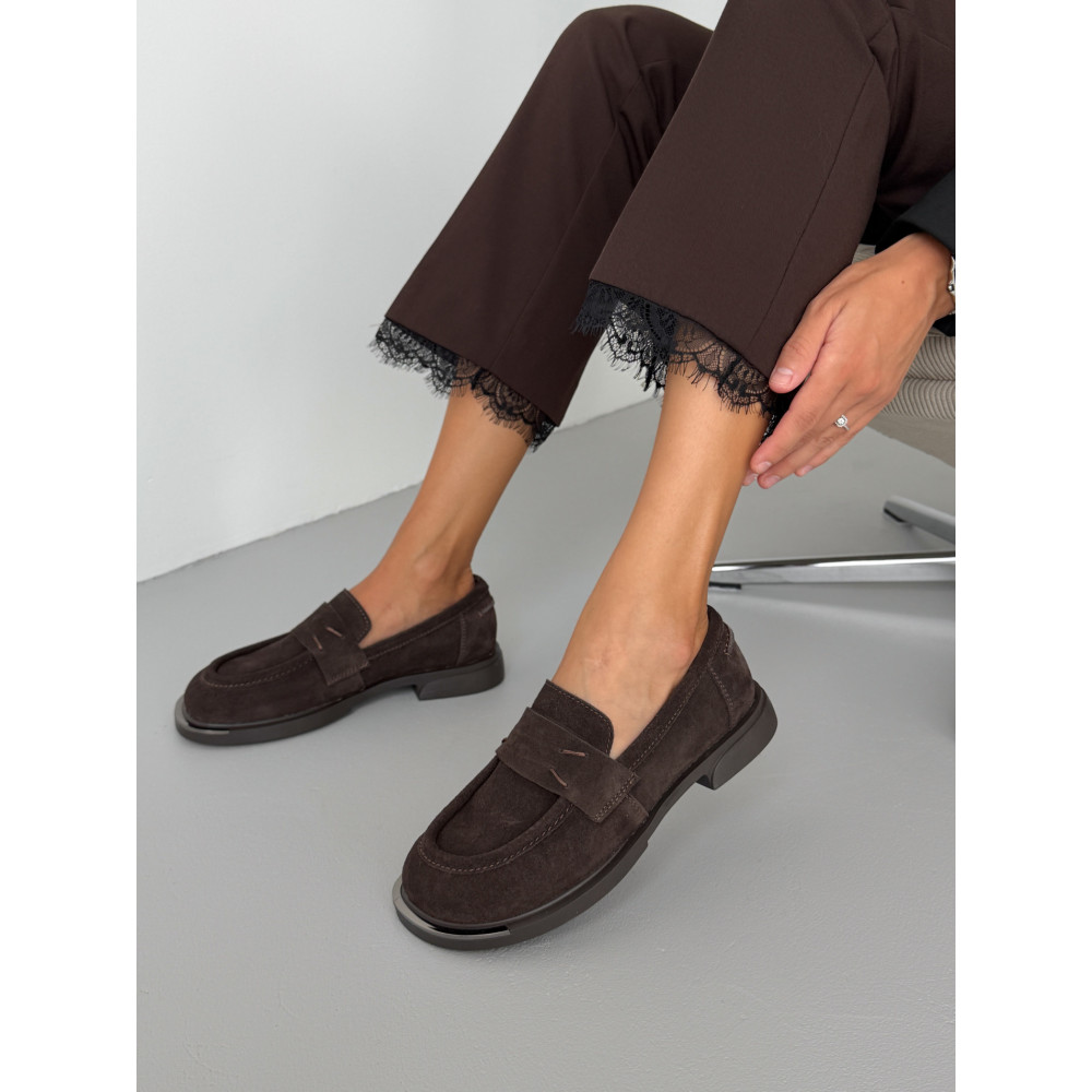Лофери ™️ Olli Shoes з натуральних матеріалів замшеві коричневі
