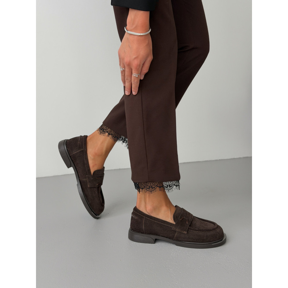 Лофери ™️ Olli Shoes з натуральних матеріалів замшеві коричневі