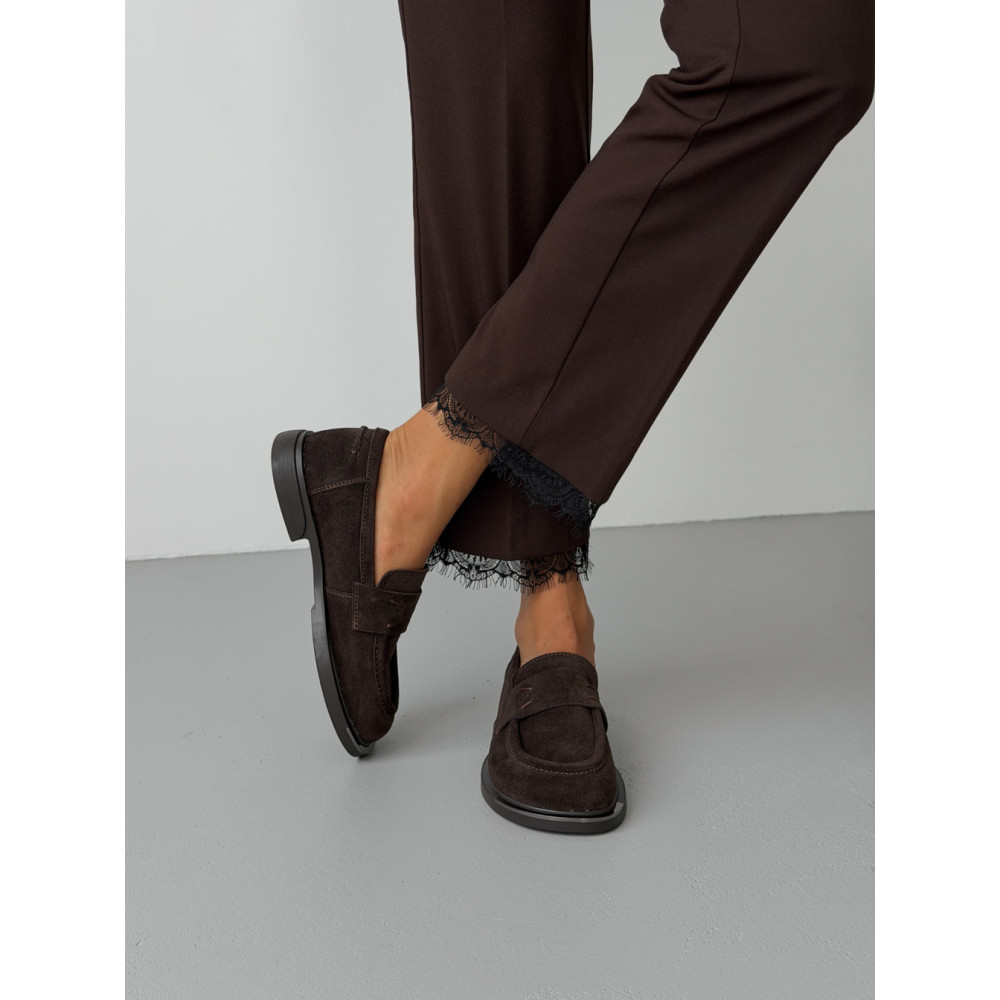 Лофери ™️ Olli Shoes з натуральних матеріалів замшеві коричневі