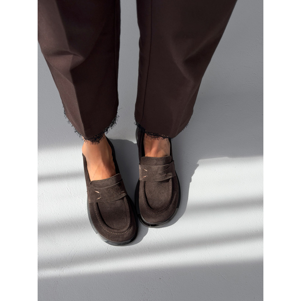 Лофери ™️ Olli Shoes з натуральних матеріалів замшеві коричневі