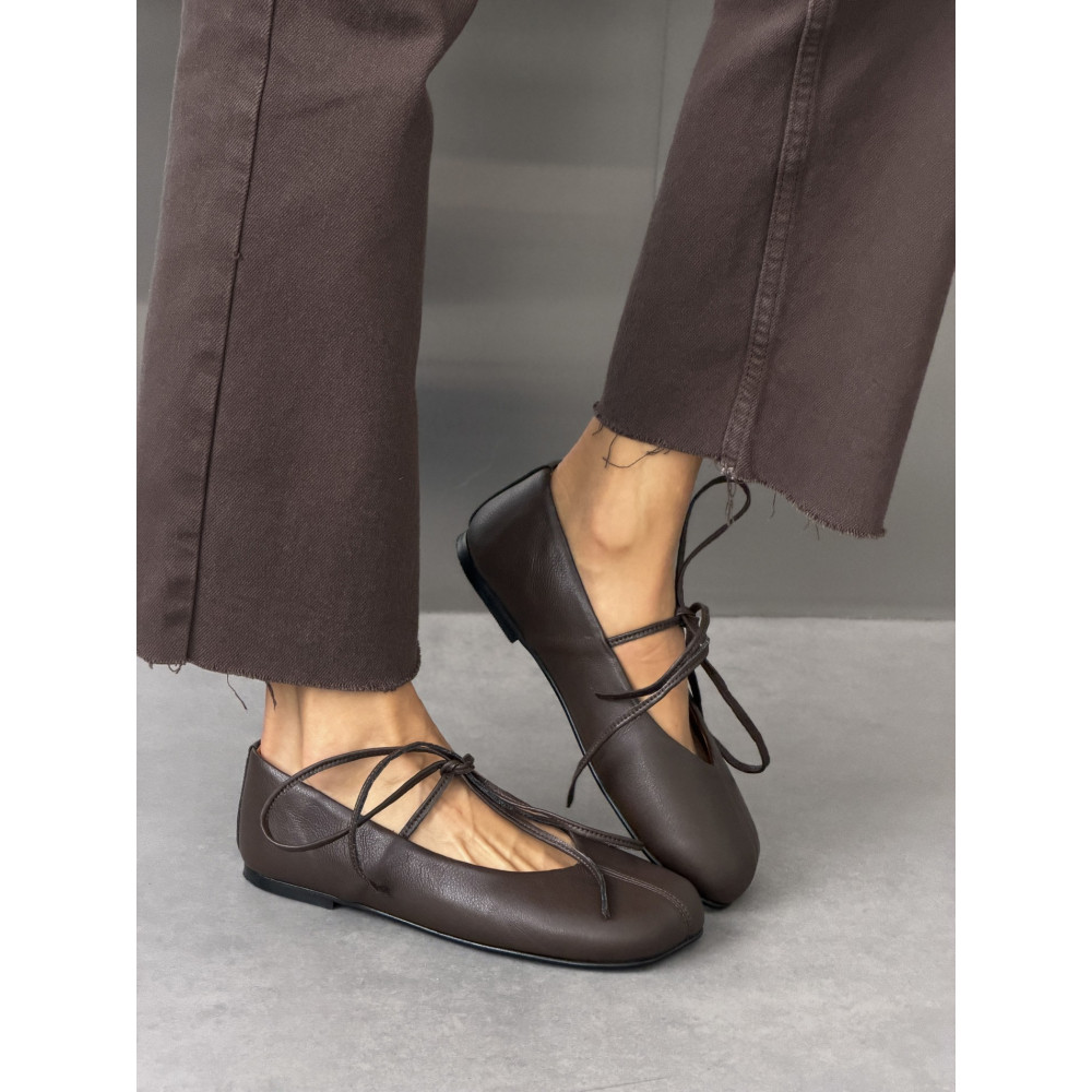 Балетки barefoot тм NikArt коричневі шкіряні з натуральної шкіри
