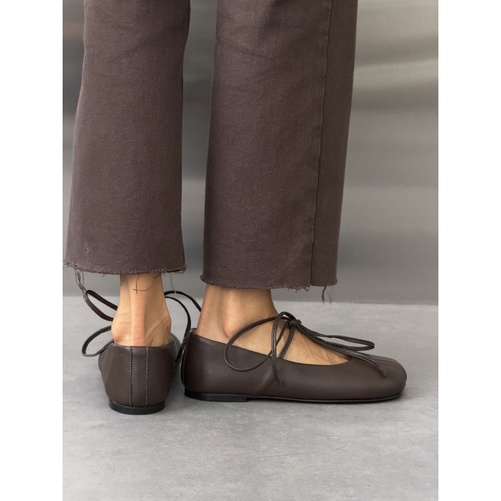 Балетки barefoot тм NikArt коричневі шкіряні з натуральної шкіри