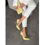 Жіночі лаковані туфлі нюдового жовтого кольору з підбором 10,5 см, Європа