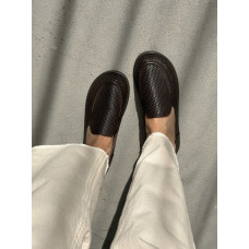 Лофери barefoot NikArt шкіряні коричневі з перфорацією та анатомічним носиком