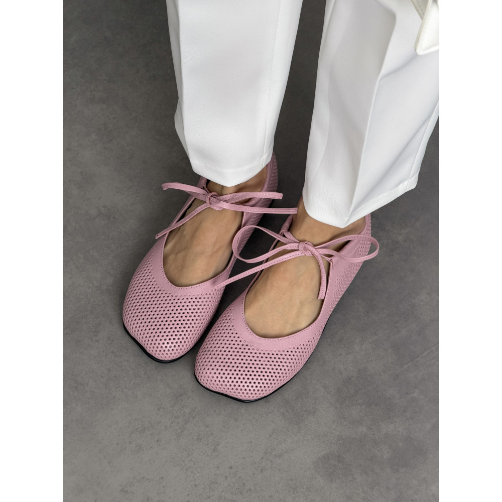 Балетки barefoot з перфорацією NikArt шкіряні рожеві для комфортного носіння