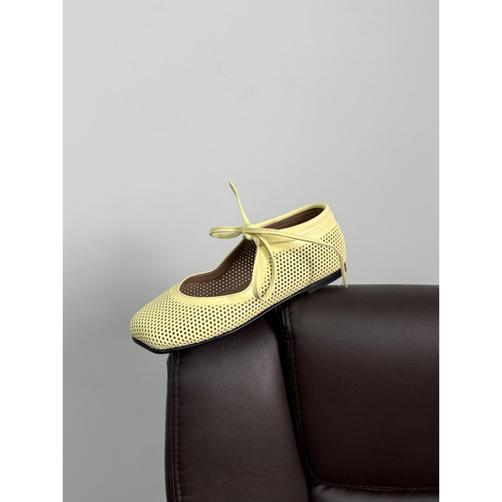 Балетки barefoot з перфорацією NikArt шкіряні жовті з натуральної шкіри