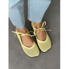 Балетки barefoot з перфорацією NikArt шкіряні жовті з натуральної шкіри