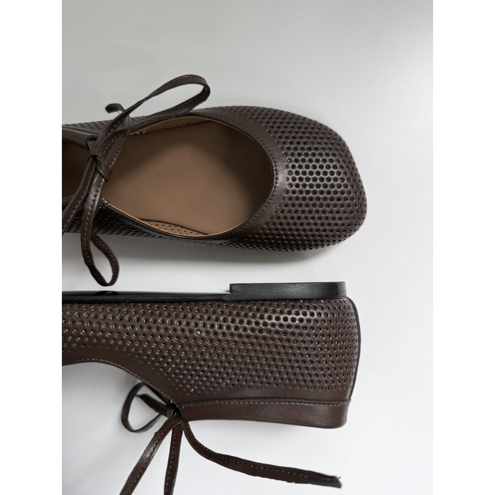 Балетки barefoot з перфорацією NikArt шкіряні коричневі з натуральної шкіри