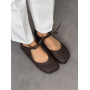 Балетки barefoot з перфорацією NikArt шкіряні коричневі з натуральної шкіри
