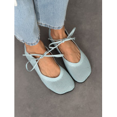 Балетки barefoot з перфорацією NikArt шкіряні блакитні для середньої та широкої ноги