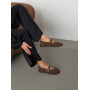 Жіночі замшеві балетки коричневого кольору з анатомічним носком barefoot NikArt