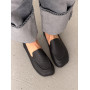Жіночі лофери barefoot з перфорацією шкіряні чорні комфортні NikArt