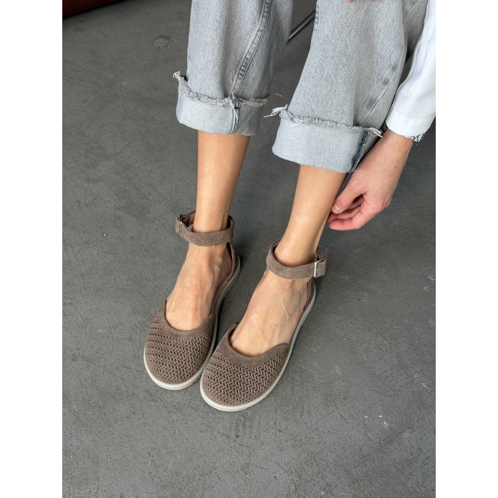 Жіночі босоніжки barefoot з натуральної замші коричневого кольору