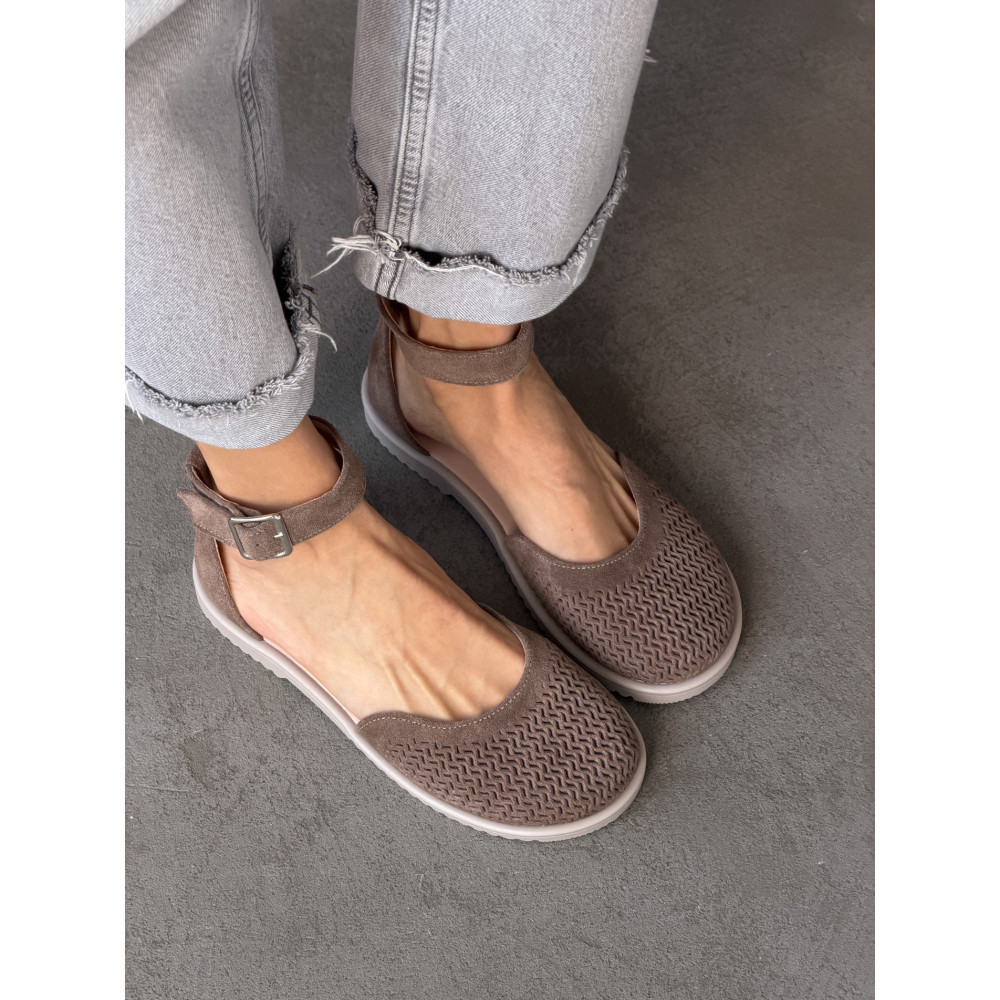 Жіночі босоніжки barefoot з натуральної замші коричневого кольору