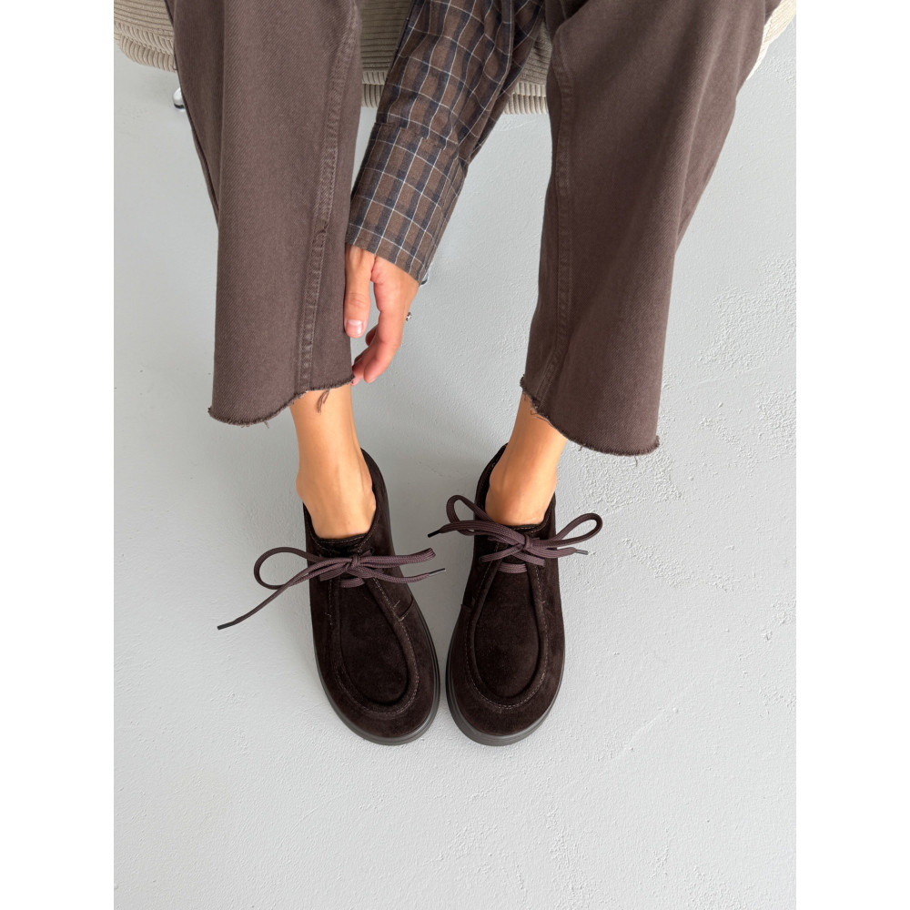 Жіночі босоніжки barefoot з натуральної замші коричневого кольору