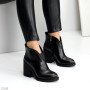 Дизайнерські чорні шкіряні ботильйони з каблуком 9,5 см на демісезон