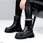 Молодежные кожаные черные ботинки на платформе натуральная кожа сезон зима