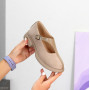 Дизайнерские бежевые туфли натуральная кожа + замша низкий ход