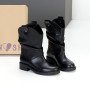 Удобные черные полусапоги козаки натуральная кожа