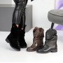 Удобные черные полусапоги козаки натуральная замша