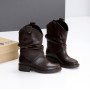 Удобные шоколадные полусапоги козаки натуральная кожа