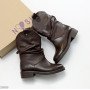 Удобные шоколадные полусапоги козаки натуральная кожа
