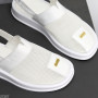 Дизайнерские белые кожаные закрытые босоножки сетка низкий ход