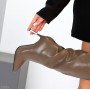 Элегантные высокие бежевые сапоги на шпильке цвет Taupe