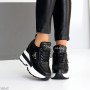 Эффектные черные сникерсы на платформе танкетке в ассортименте