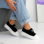 Дизайнерские спортивные черные слипоны натуральная замша на платформе