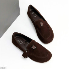 Стильні замшеві шоколадні туфлі в стилі barefoot з плоскою підошвою