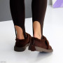 Теплые шоколадные лоферы автоледи на липучке натуральная замша