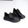 Люксові чорні кеди з натуральної шкіри класичного спортивного дизайну для жінок