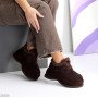 Ефектні зимові замшеві ботинки на платформі шоколадного кольору молодіжного стилю