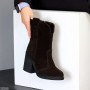 Шикарные шоколадные ботильоны козаки натуральная замша на устойчивом каблуке