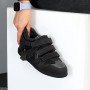 Трендовые графитовые кроссовки на липучках натуральная кожа+замша