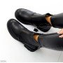 Универсальные черные кожаные зимние ботинки низкий ход