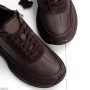 Шоколадные зимние кроссовки натуральная кожа + замша на молнии
