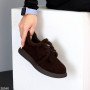 Шоколадные теплые автоледи натуральная замша на шнуровке