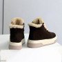 Зимние шоколадные замшевые спортивные ботинки на бежевой утолщенной подошве