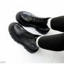 Универсальные кожаные черные ботинки берцы на флисе