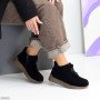 Замшевые черные зимние ботинки с эластичной вставкой в подъеме
