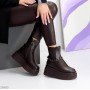 Модные зимние кожаные шоколадные ботинки челси на платформе