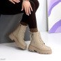 Бежевые зимние кожаные ботинки берцы на утолщенной подошве