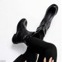 Чорні зимові полусапоги з натуральної шкіри на плоскій підошві