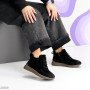 Замшевые черные зимние ботинки молния+шнуровка
